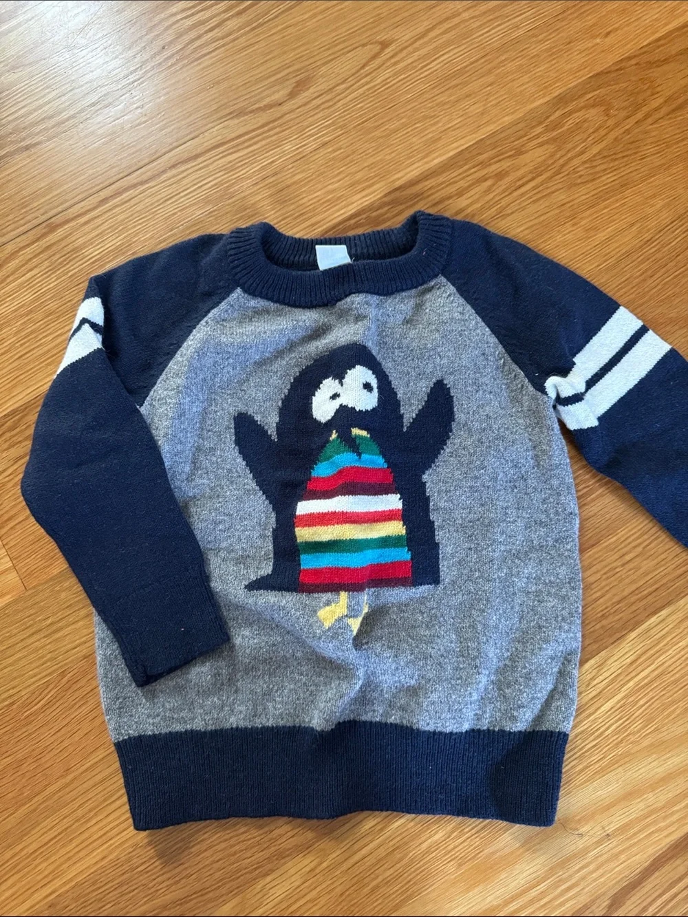 GAP Navy, Gray & Multicolor Penguin Sweater